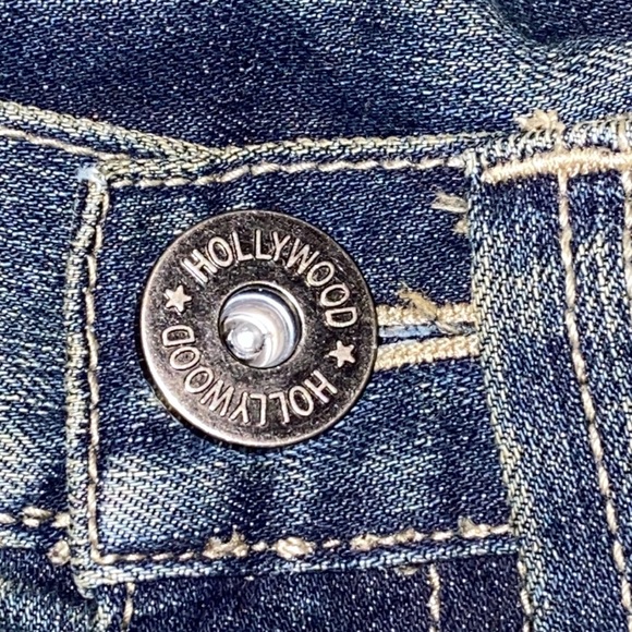 Hollywood The Jean People Size 16 Low Boot Cut Faded Denim Jeans - Picture 11 of 14